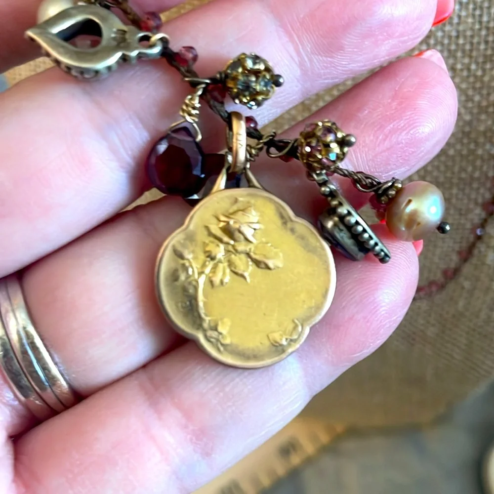 Victorian Gold and Purple amethyst pear Pendant Necklace - Picture 2 of 6